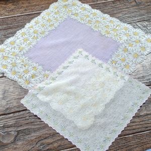 Vintage Lot of 2 Purple & White Floral Hankies